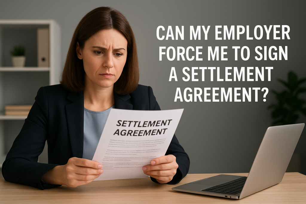 Can my employer force me to sign a settlement agreement?